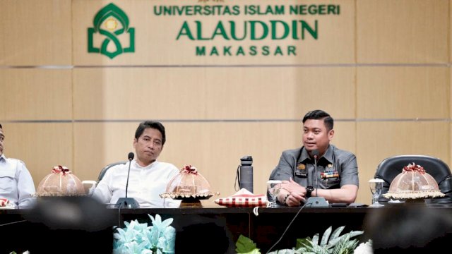 Bupati Gowa, Adnan Purichta Ichsan bertemu dengan Rektor UIN Alauddin Makassar, Prof Hamdan Juhanis membahas kerja sama pengelolaan Rumah Tahfidz / dokumen: Pemkab Gowa.