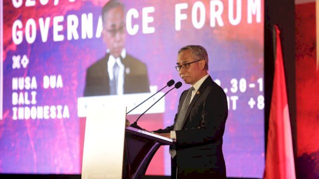 Ketua Dewan Komisioner OJK Wimboh Santoso dalam pembukaan The G20/OECD Corporate Governance Forum yang merupakan side events dari G20 3rd Finance Ministers and Central Bank Governors (FMCBG) Meeting di Bali, Kamis 14 Juli 2022 (dokumen: ist)