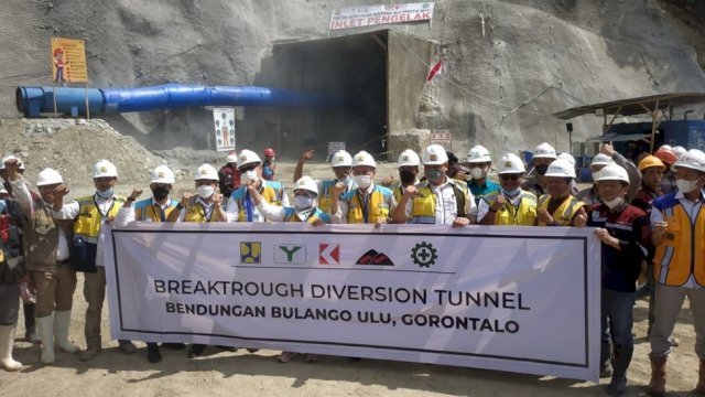 Bendungan Bulango Ulu yang merupakan proyek PT Bumi Karsa di Gorontalo sudah memasuki tahap breakthrough atau penerobosan terowongan pengelak (dokumen: Kalla Group). 