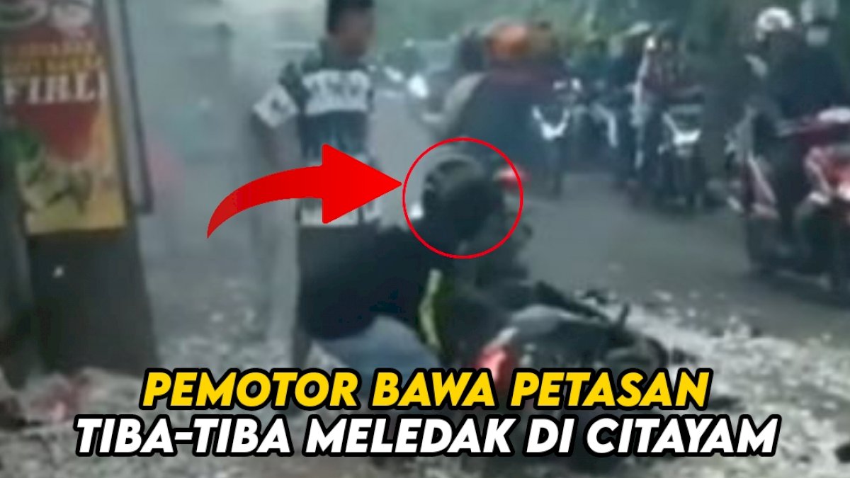 VIDEO: Pemotor Bawa Petasan Tiba-tiba Meledak di Citayam