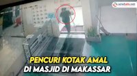 VIDEO: Aksi Pencurian Kotak Amal di Masjid Nurul Mu Minin Makassar