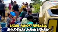 VIDEO: Mobil Tangki Terbalik, Emak-emak Malah Jarah Minyak Goreng yang Tumpah