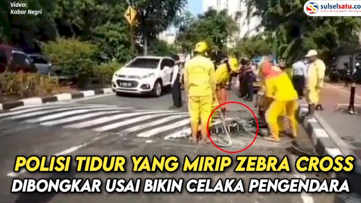 VIDEO: Polisi Tidur yang Mirip Zebra Cross Dibongkar Usai Bikin Celaka Pengendara