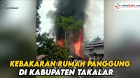 VIDEO: Kebakaran Terjadi di Takalar, 1 Unit Rumah Panggung Ludes Dilalap Si Jago Merah