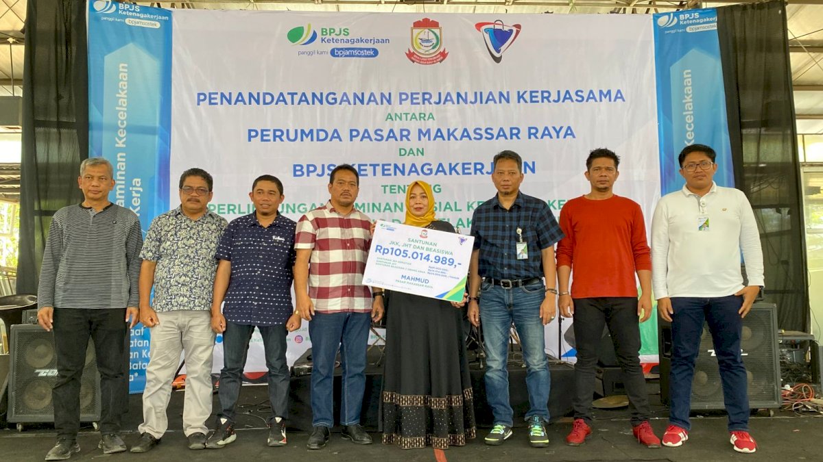Kerjasama BPJS Ketenagakerjaan Bersama Perumda Pasar Makassar, Sepakati Perlindungan Bagi Pedagang