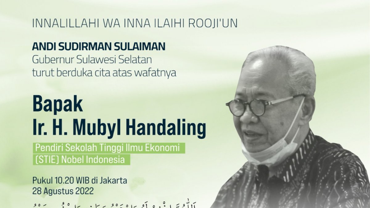 Gubernur Sulsel Sampaikan Duka Cita Atas Berpulangnya Mubyl Handaling