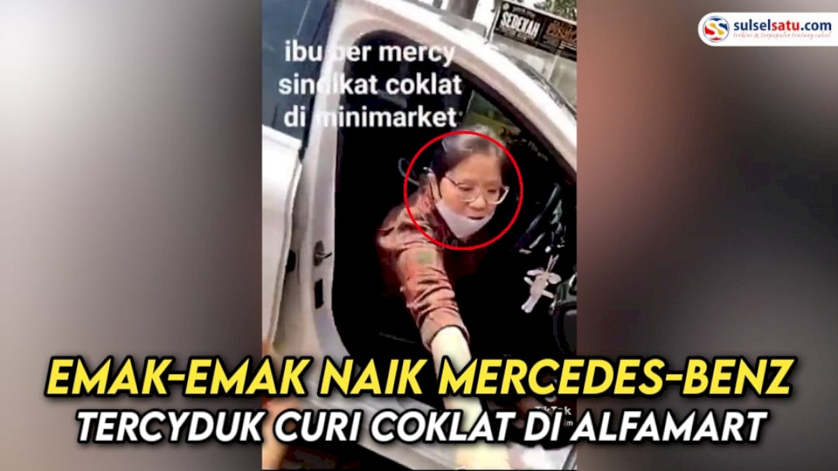 VIDEO: Viral, Emak-emak Naik Mobil Mercedes-Benz Terciduk Curi Cokelat Minimarket