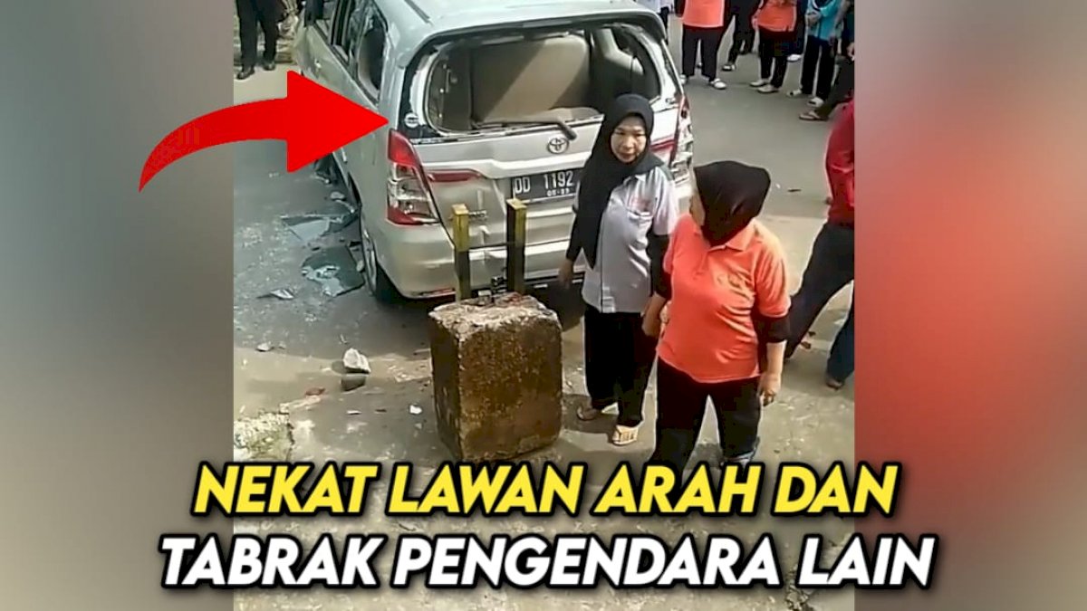 VIDEO: Nekat Lawan Arah dan Tabrak Pengendara Lain, Innova di Makassar Diamuk Massa