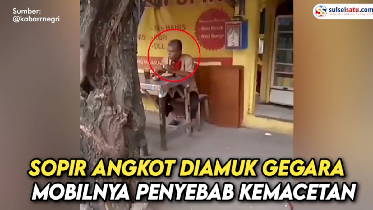 VIDEO: Asyik Nongkrong di Warung Makan, Sopir Angkot Diamuk Gegara Mobilnya Penyebab Kemacetan