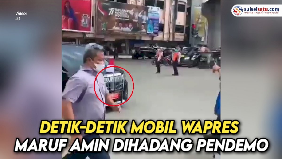 VIDEO: Detik-detik Mobil Wapres Maruf Amin Dihadang Pendemo