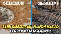 VIDEO: Baru Diresmikan, Plafon Masjid Tanjak Batam Ambrol