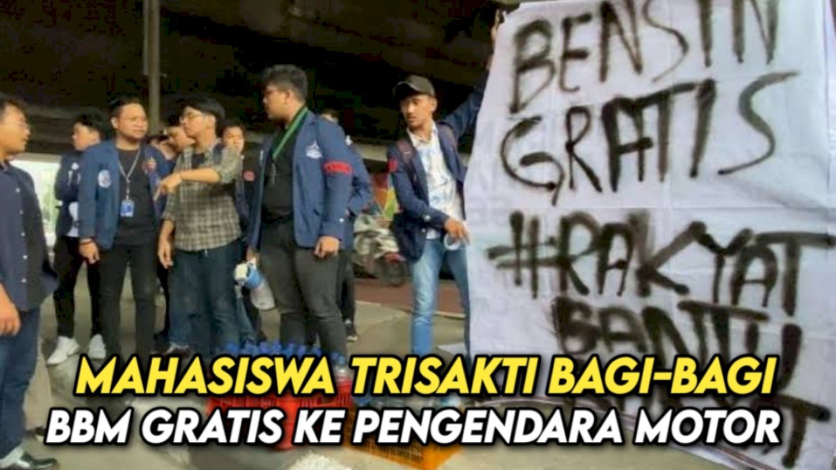 VIDEO: Aksi Mahasiswa Trisakti Bagi-bagi BBM Gratis ke Pengendara Motor
