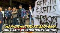 VIDEO: Aksi Mahasiswa Trisakti Bagi-bagi BBM Gratis ke Pengendara Motor