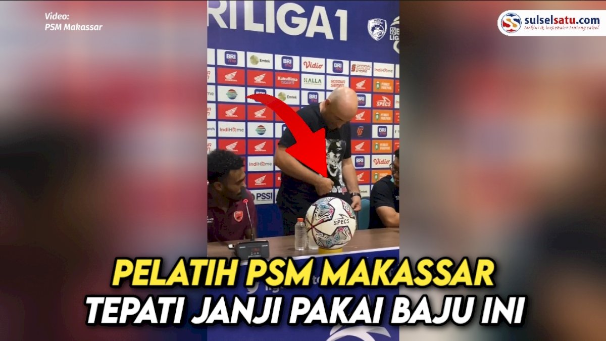 VIDEO: Berhasil Kalahkan Persebaya, Pelatih PSM Makassar Tepati Janji Pakai Baju “Bernardo ToPare2”