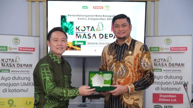 Kerja sama antara Pemkab Gowa dan PT Grab Teknologi Indonesia dalam pengembangan UMKM (dokumen: Pemkab Gowa)