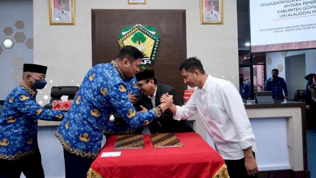 Bupati Gowa, Adnan Purichta Ichsan dan Rektor UIN Alauddin Makassar, Prof Hamdan Juhanis (dokumen: ist)