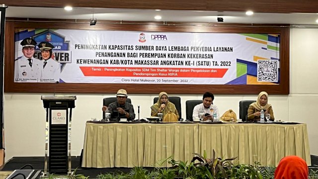 Peningkatan kapasitas Sumber Daya Lembaga (SDL) penanganan bagi perempuan korban kekerasan kewenangan Kota Makassar tahap 1 di Hotel Claro (dokumen: ist)