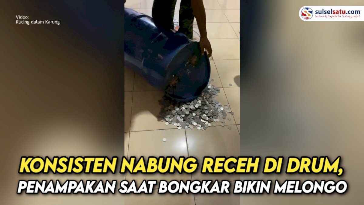 VIDEO: Konsisten Nabung Receh di Drum, Penampakan saat Bongkar Bikin Melongo