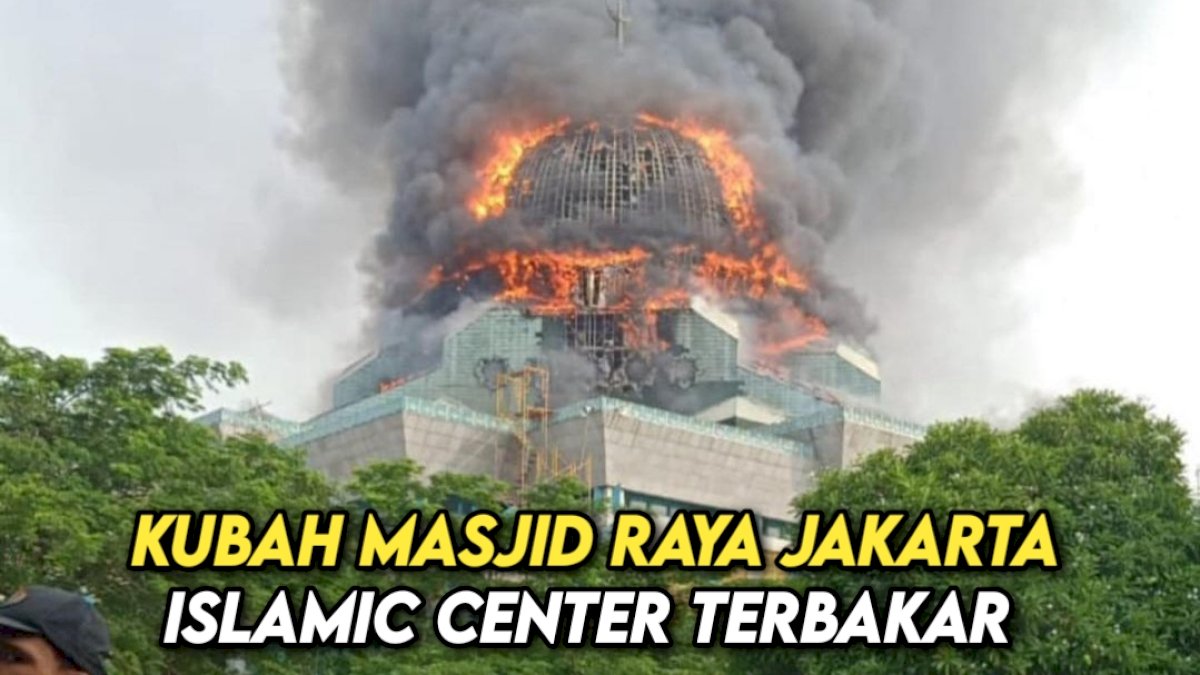 VIDEO: Kubah Masjid Raya Jakarta Islamic Center di Jakarta Utara Terbakar