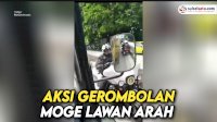 VIDEO: Aksi Gerombolan Moge Lawan Arah di Jateng