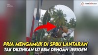 VIDEO: Pria Mengamuk di SPBU lantaran Tak Diizinkan Isi BBM dengan Jerigen