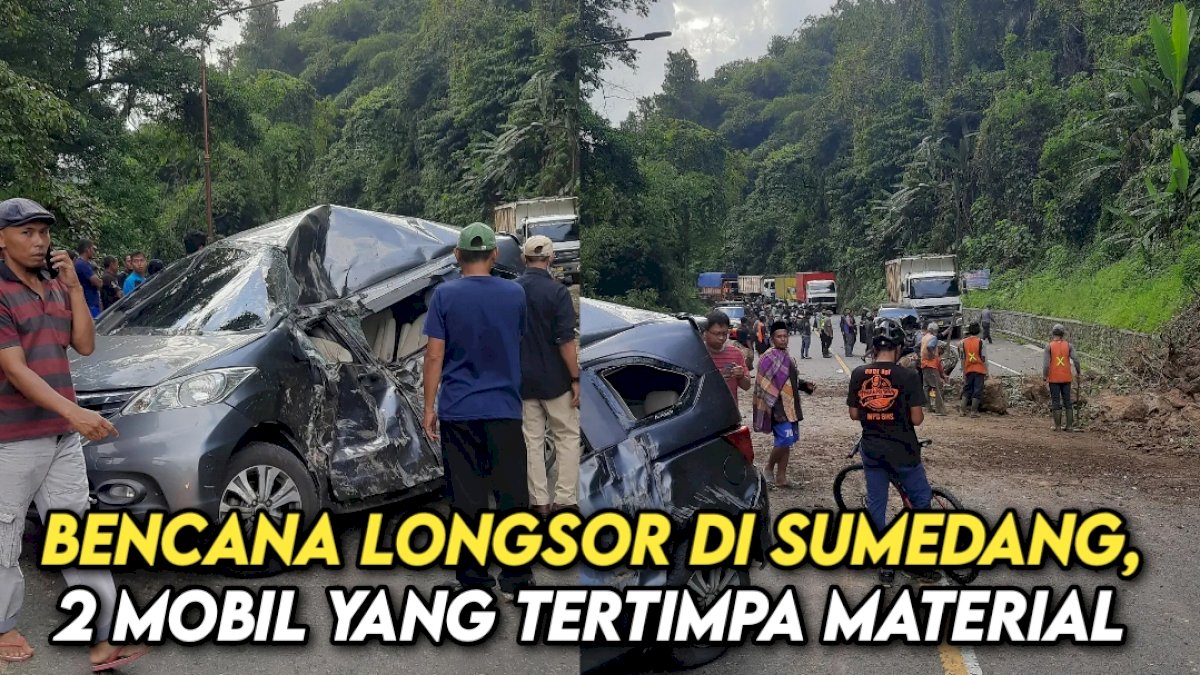 VIDEO: Bencana Longsor di Sumedang, 2 Mobil Tertimpa Material