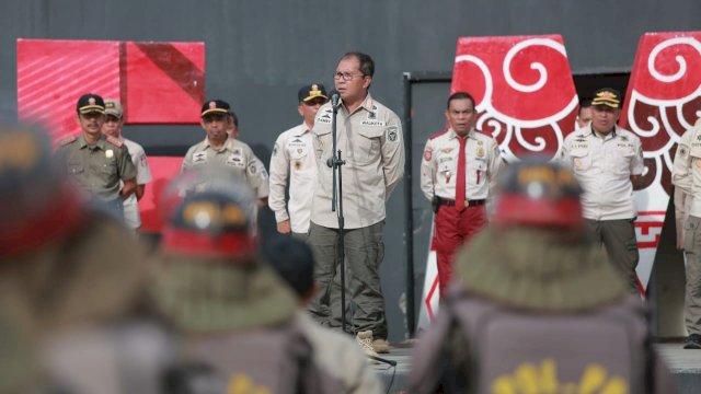 Danny Pomanto saat mengarahkan Satpol PP tekankan tiga poin dalam bertugas (dokumen: istimewa)