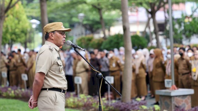 Wali Kota Makassar Moh Ramdhan 'Danny' Pomanto saat Apel Pagi lingkup Pemkot Makassar di Balaikota (dokumen: istimewa)