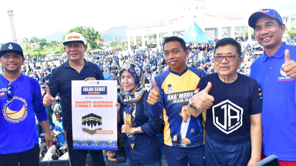 Peserta Jalan sehat Restorasi di Palopo Membludak Bukti Kecintaan Rakyat ke NasDem