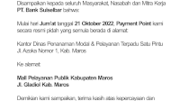 Pengumuman! Payment Point Bank Sulselbar di PMPTSP Maros Pindah ke Mall Pelayanan Publik