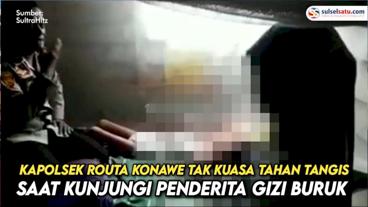 VIDEO: Kapolsek Routa Konawe Tak Kuasa Tahan Tangis saat Kunjungi Penderita Gizi Buruk