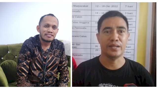 Ketua Bawaslu Jeneponto Saiful (Kiri) dan Wartawan Inews Tv, Sulaiman (Kanan)