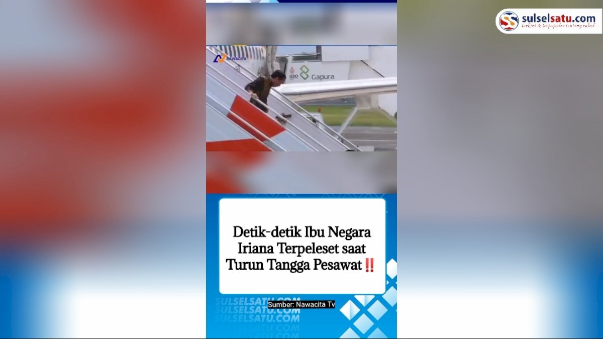 VIDEO: Detik-detik Ibu Negara Iriana Terpeleset saat Turun Tangga Pesawat