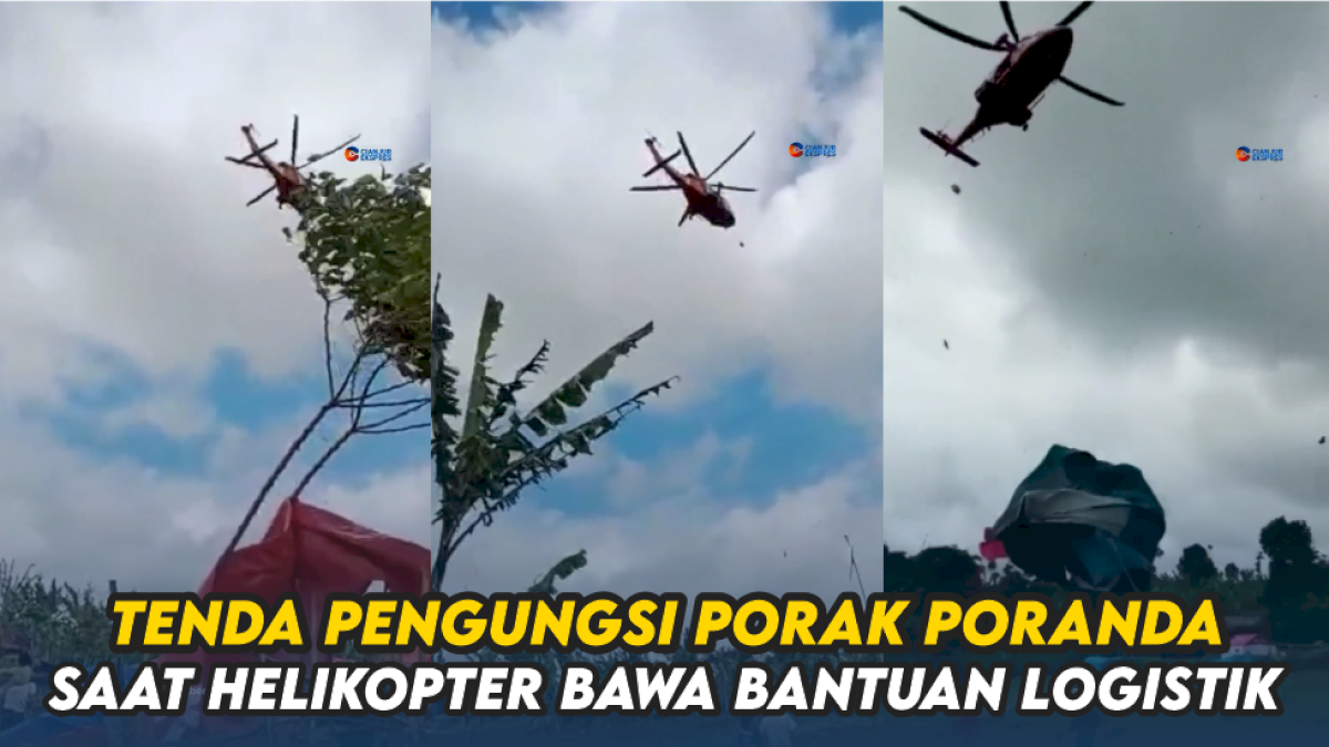 VIDEO: Detik-detik Tenda Pengungsi Korban Gempa Cianjur Porak Poranda saat Helikopter Bawa Bantuan Logistik