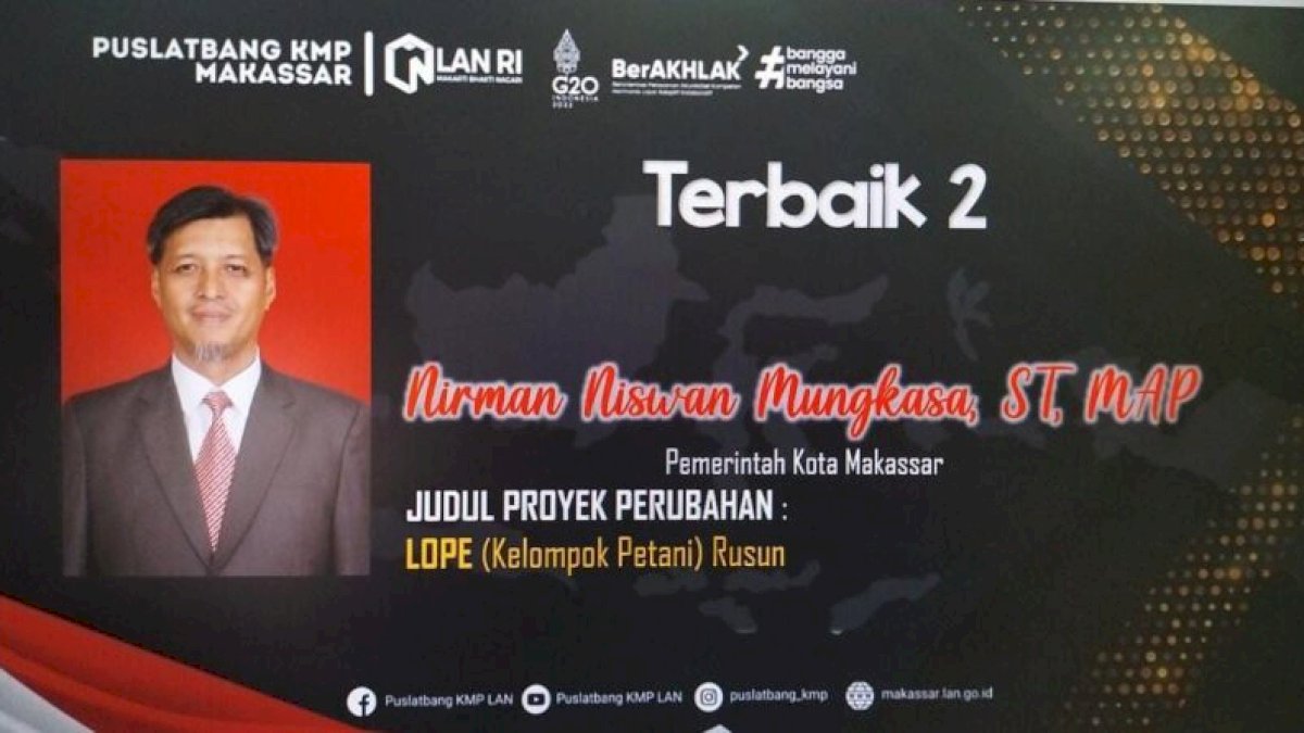 Inovasi Lope Rusun, Kepala Disperkim Makassar Raih Lulusan Terbaik ke-2 Latpim II Puslatbang KMP LAN RI