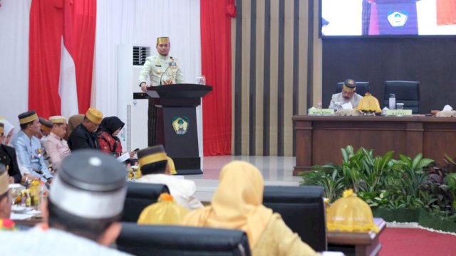 Bupati Gowa Adnan Purichta Ichsan saat Rapat Paripurna Istimewa, di Ruang Rapat Paripurna DPRD (dokumen: istimewa)