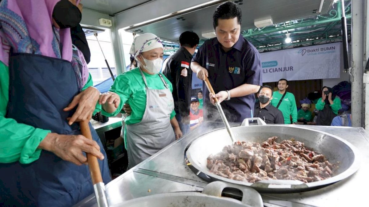 BRI Sediakan Posko Trauma Healing dan Dapur Umum, Erick Thohir Apresiasi BUMN Bantu Bencana Cianjur
