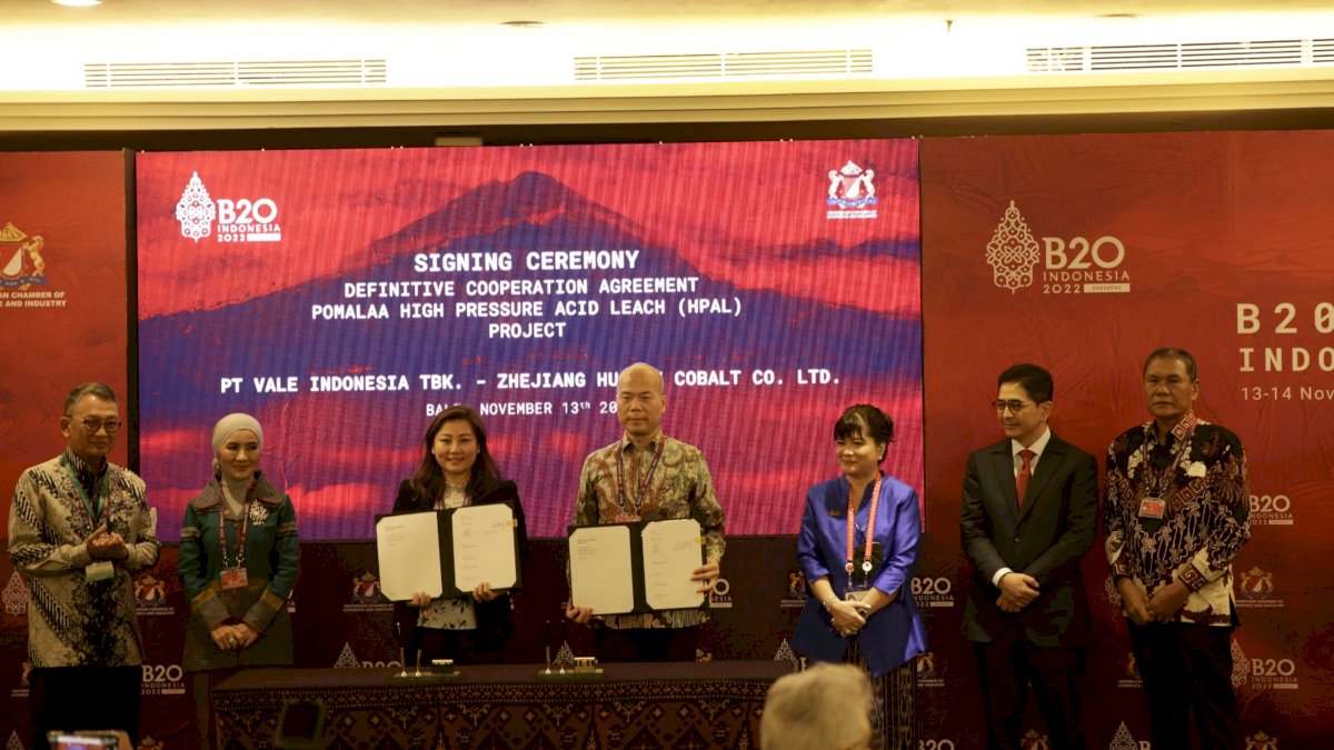 Perkuat Pernambangan Berkelanjutan, PT Vale Indonesia Bersama Zhejiang Huayou Cobalt Co. Teken Perjanjian Definitif