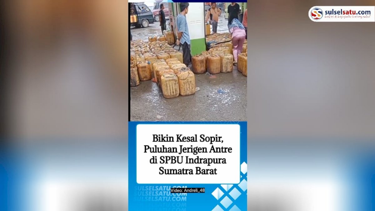 VIDEO: Bikin Kesal Sopir, Puluhan Jerigen Antre di SPBU Indrapura Sumatra Barat