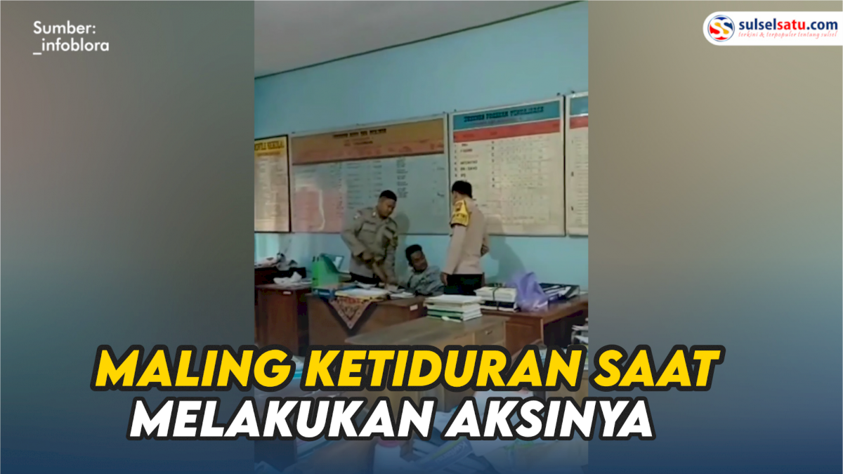 VIDEO: Maling Ketiduran Saat Melakukan Aksinya, Dibangunkan 3 Orang Polisi