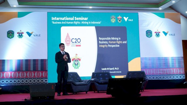 Seminar nasional PT Vale dan Unhas dengan tema Business and Human Rights: Mining in Indonesia&rdquo;, Selasa (27/12/2022) di Gedung Ontaeluwu, Sorowako, Luwu Timur (dokumen: istimewa)