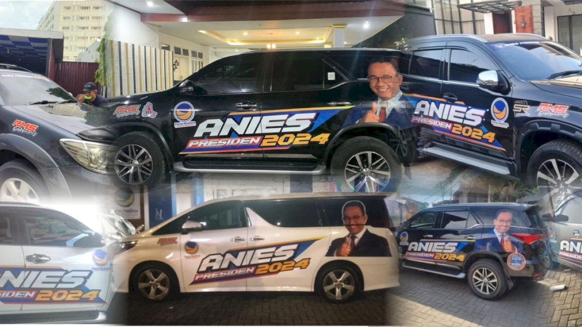Ratusan Mobil Branding Partai NasDem dan Wajah ‘Anies Presiden 2024’ Bertebaran di Jalan Makassar
