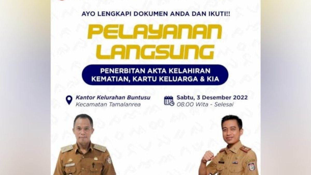 Besok Disdukcapil Makassar Buka Layanan Mobile di Kelurahan Buntusu