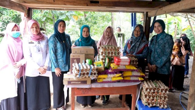 Pemberian makanan tambahan oleh PKK Kabupaten Gowa untuk balita di Kecamatan Manuju (dokumen: istimewa).