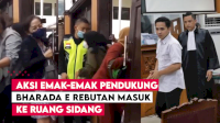 VIDEO: Aksi Emak-emak Pendukung Bharada E Rebutan Masuk ke Ruang Sidang