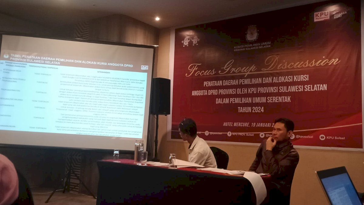KPU Sulsel Serap Aspirasi Parpol Soal Penataan Daerah Pemilihan