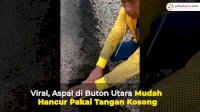 VIDEO: Viral, Aspal di Buton Utara Mudah Hancur Pakai Tangan Kosong