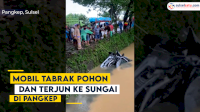 VIDEO: Mobil Tabrak Pohon dan Terjun ke Sungai di Pangkep, 5 Orang Meninggal Dunia