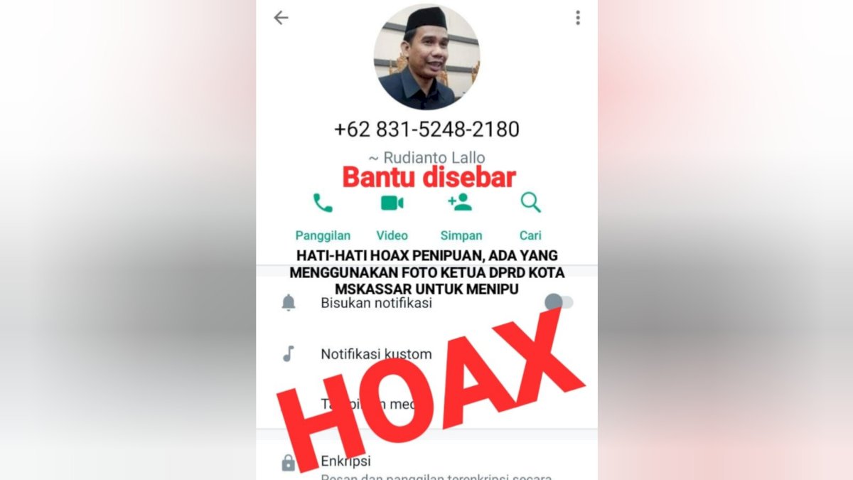 Waspada! Modus Penipuan Whatsapp, Oknum Mengatasnamakan Ketua DPRD Makassar Rudianto Lallo