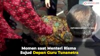 VIDEO: Momen saat Menteri Risma Sujud Depan Guru Tunanetra